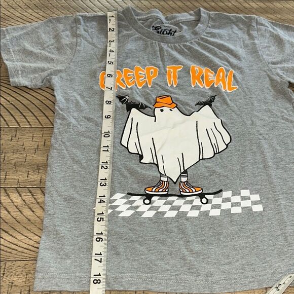 Fun 🤩 ‘Creep It Real' Ghost 👻 & Bats 🦇🦇 Skateboard 🛹 🎃 Kids 💯 Cotton T-Shirt - Picture 13 of 17